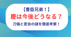 【豊臣兄弟】慶は今後どうなる？小一郎との関係は？刀傷と密会の謎を徹底考察！